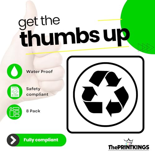 Product packaging with a thumbs-up gesture, recycling symbol, and branding text.