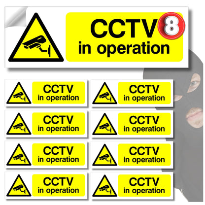 Set of CCTV in operation signs on a white background