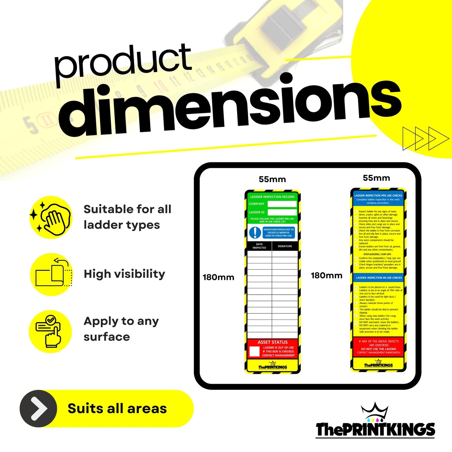 Ladder Inspection Tags 30pcs 20x / 15 pcs 10x Inspection Ladder Tag Stickers and 5X Procedure Stickers.