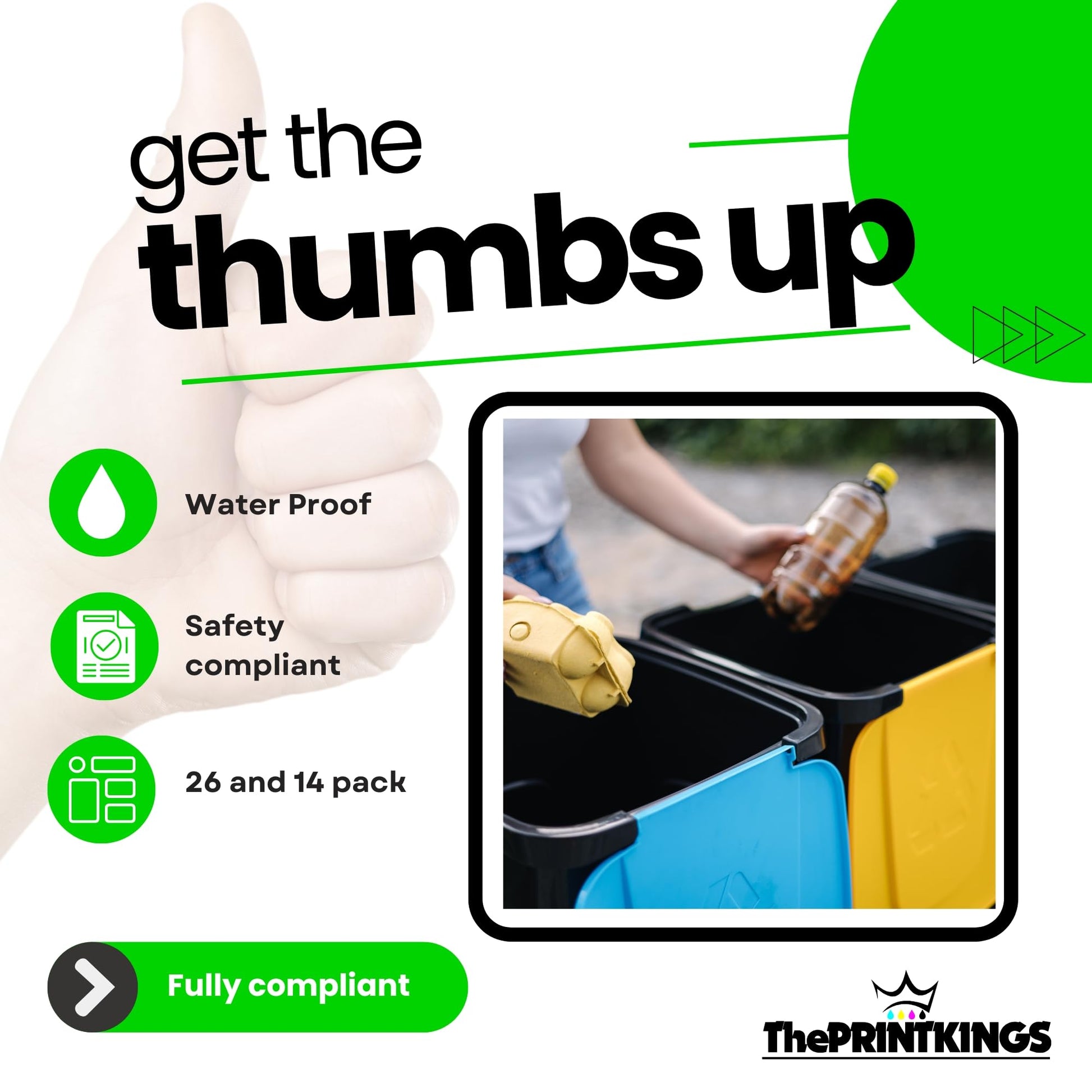 Promotional graphic for a product with text 'get the thumbs up' and features of the product.