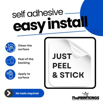 Instructions for using self-adhesive material with ThePrintKings branding.