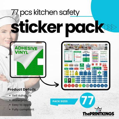 Kitchen Safety Signs, Ultimate Kit - 77pcs