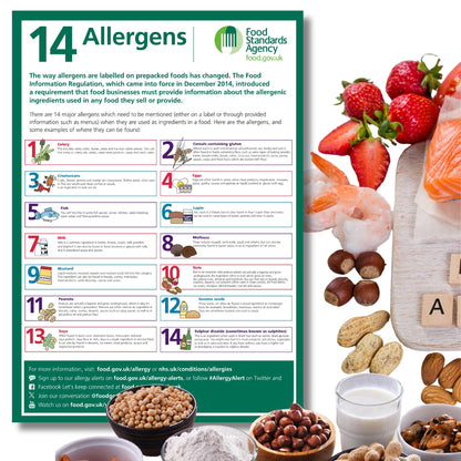 Food Allergens Poster Sign A4 - 297mm x 210mm, 1pc or 2pc