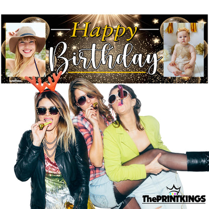 Birthday celebration with three women posing, 'Happy Birthday' banner above, and 'ThePrint kings' logo.