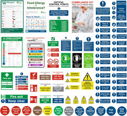 Kitchen Safety Signs, Ultimate Kit - 77pcs