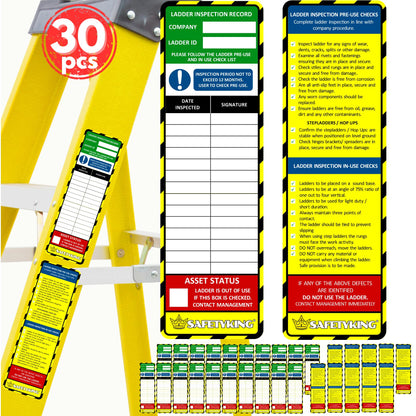 Ladder Inspection Tags 30pcs 20x / 15 pcs 10x Inspection Ladder Tag Stickers and 5X Procedure Stickers.